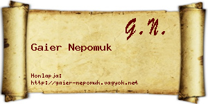 Gaier Nepomuk névjegykártya